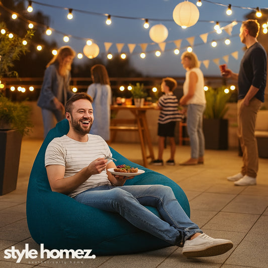 Style Homez ORGANIX Collection, Classic Bean Bag JUMBO SAC Size Berry Blue in Organic Jute Fabric, Cover Only