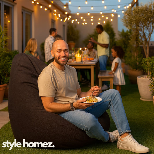 Style Homez ORGANIX Collection, Classic Bean Bag JUMBO SAC Size Chocolate Brown Color in Organic Jute Fabric, Filled with Beans Fillers