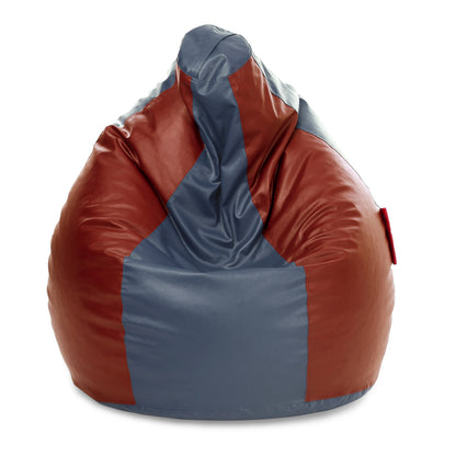 Style Homez Premium Leatherette Classic Jumbo Bean Bag Jumbo Size SAC Grey Tan Color Filled with Beans Fillers