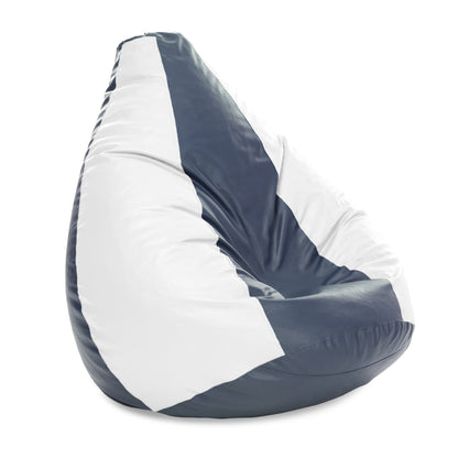 Style Homez Premium Leatherette Classic Jumbo Bean Bag Jumbo Size SAC Grey White Color Filled with Beans Fillers