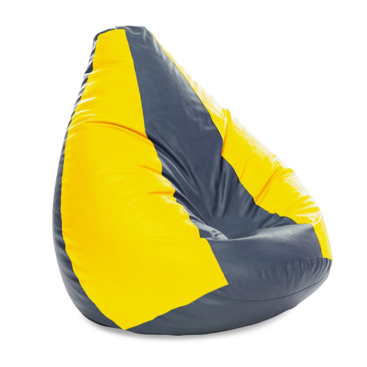Style Homez Premium Leatherette Classic Jumbo Bean Bag Jumbo Size SAC Grey Yellow Color Filled with Beans Fillers
