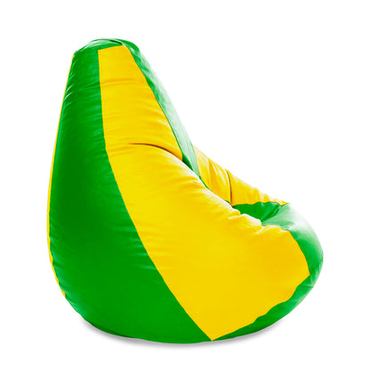 Style Homez Premium Leatherette Classic Jumbo Bean Bag Jumbo Size SAC Green Yellow Color Filled with Beans Fillers