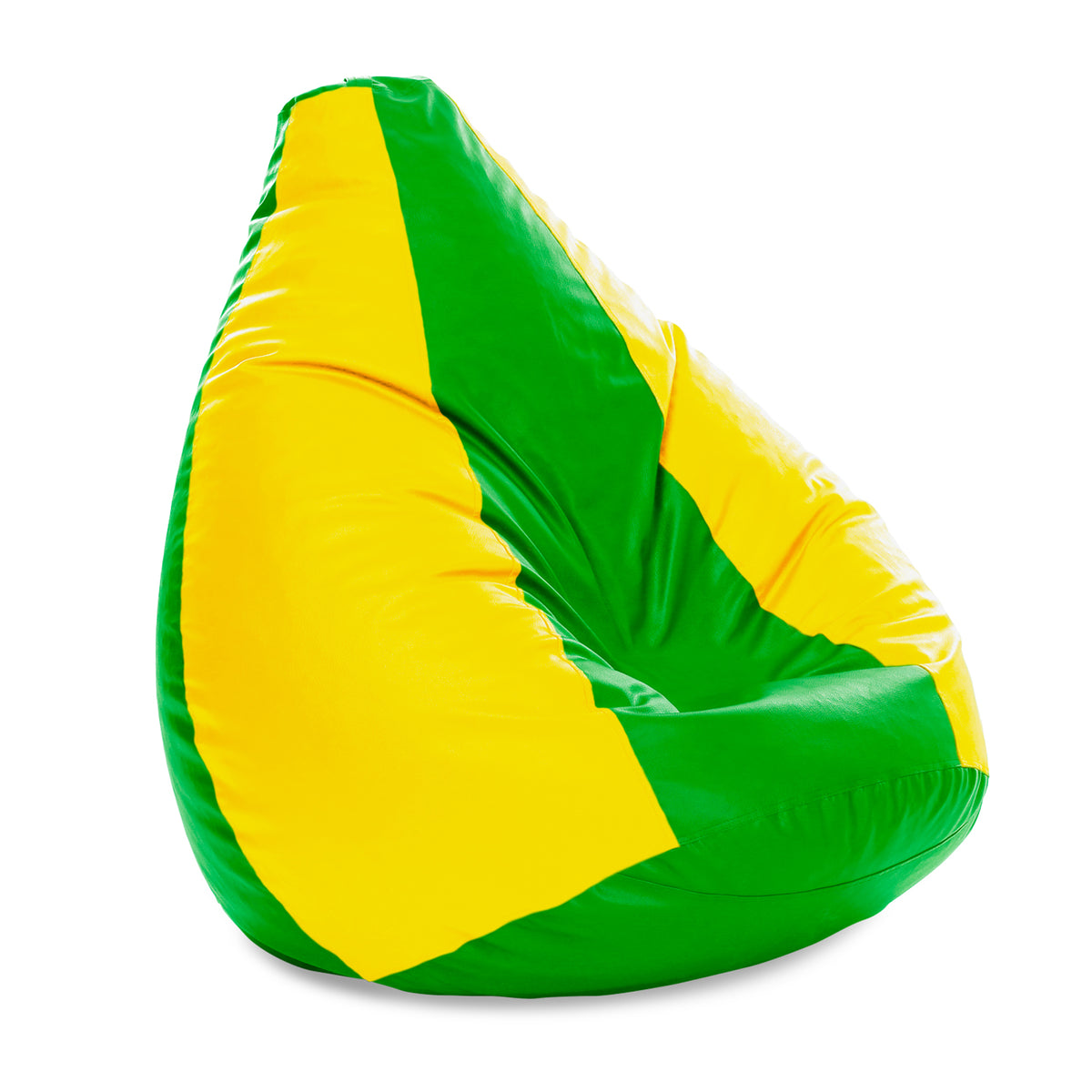 Style Homez Premium Leatherette Classic Jumbo Bean Bag Jumbo Size SAC Green Yellow Color Filled with Beans Fillers