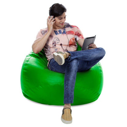 Style Homez Premium Leatherette Classic Jumbo Bean Bag Jumbo Size SAC  Green Color Filled with Beans Fillers