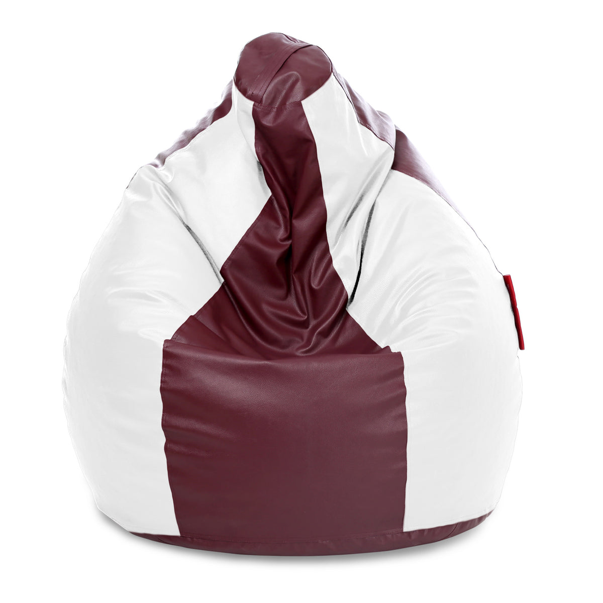 Style Homez Premium Leatherette Classic Jumbo Bean Bag Jumbo Size SAC Maroon White Color Filled with Beans Fillers