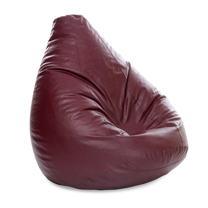 Style Homez Premium Leatherette Classic Jumbo Bean Bag Jumbo Size SAC  Maroon Color Filled with Beans Fillers