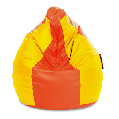 Style Homez Premium Leatherette Classic Jumbo Bean Bag Jumbo Size SAC Orange Yellow Color Filled with Beans Fillers