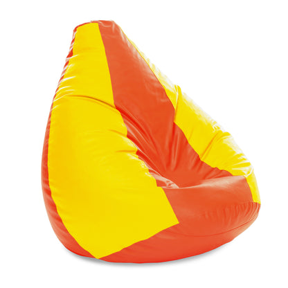 Style Homez Premium Leatherette Classic Jumbo Bean Bag Jumbo Size SAC Orange Yellow Color Filled with Beans Fillers