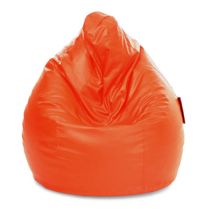 Style Homez Premium Leatherette Classic Jumbo Bean Bag Jumbo Size SAC  Orange Color Filled with Beans Fillers