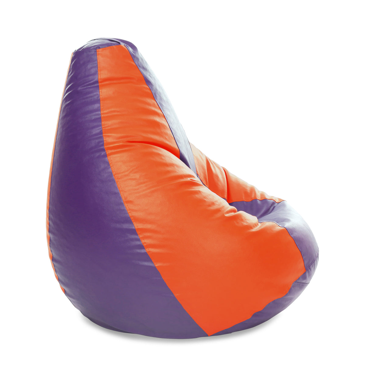 Style Homez Premium Leatherette Classic Jumbo Bean Bag Jumbo Size SAC Purple Orange Color Filled with Beans Fillers