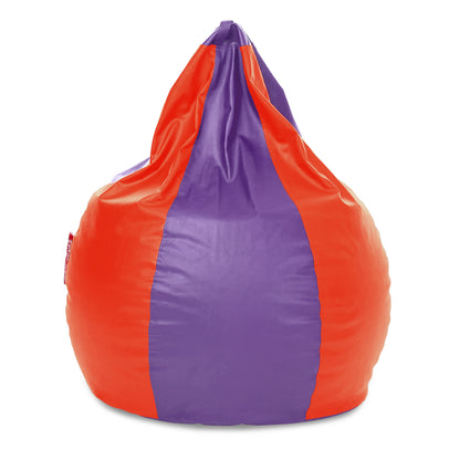 Style Homez Premium Leatherette Classic Jumbo Bean Bag Jumbo Size SAC Purple Orange Color Filled with Beans Fillers