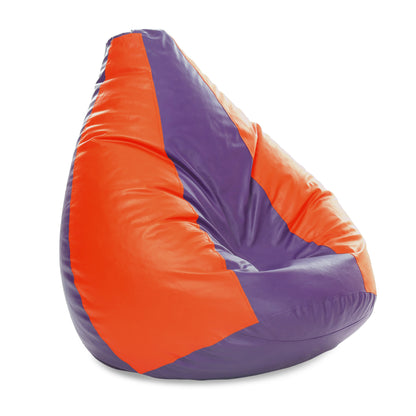 Style Homez Premium Leatherette Classic Jumbo Bean Bag Jumbo Size SAC Purple Orange Color Filled with Beans Fillers