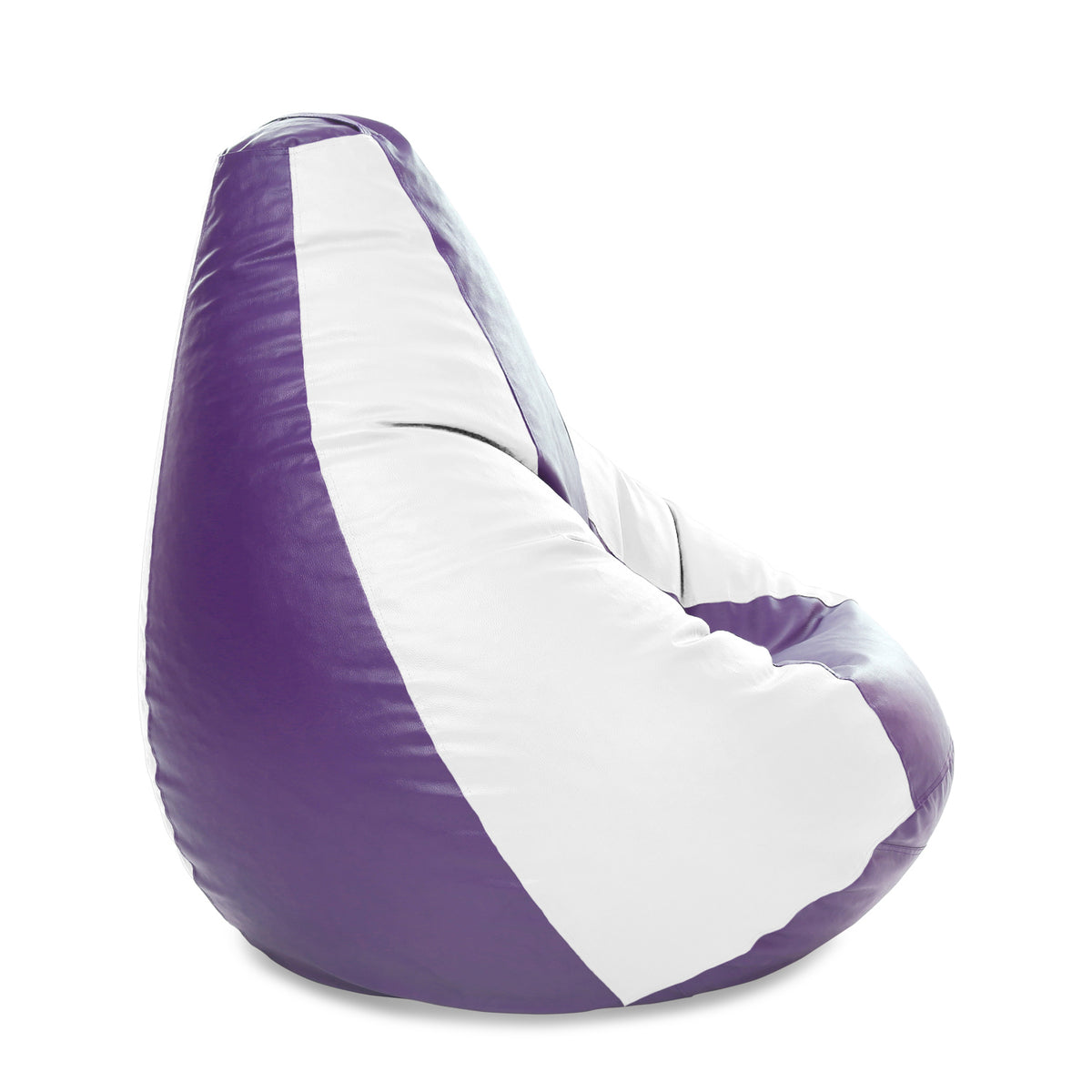Style Homez Premium Leatherette Classic Jumbo Bean Bag Jumbo Size SAC Purple White Color Filled with Beans Fillers