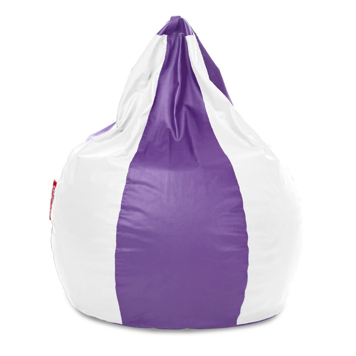Style Homez Premium Leatherette Classic Jumbo Bean Bag Jumbo Size SAC Purple White Color Filled with Beans Fillers