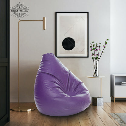Style Homez Premium Leatherette Classic Jumbo Bean Bag Jumbo Size SAC  Purple Color Filled with Beans Fillers