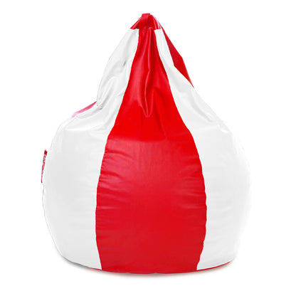 Style Homez Premium Leatherette Classic Jumbo Bean Bag Jumbo Size SAC Red White Color Filled with Beans Fillers
