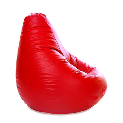 Style Homez Premium Leatherette Classic Jumbo Bean Bag Jumbo Size SAC  Red Color Filled with Beans Fillers