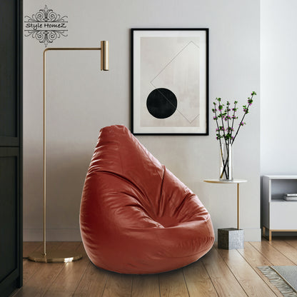 Style Homez Premium Leatherette Classic Jumbo Bean Bag Jumbo Size SAC  TAN Color Filled with Beans Fillers