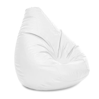 Style Homez Premium Leatherette Classic Jumbo Bean Bag Jumbo Size SAC  White Color Filled with Beans Fillers