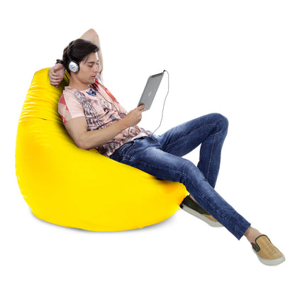 Style Homez Premium Leatherette Classic Jumbo Bean Bag Jumbo Size SAC  Yellow Color Filled with Beans Fillers