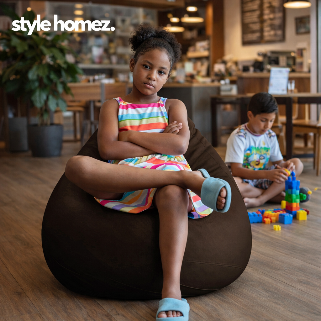 Style Homez Classic Bean Bag XL Size Chocolate Brown Color in Premium Leatherette Fabric, Cover Only