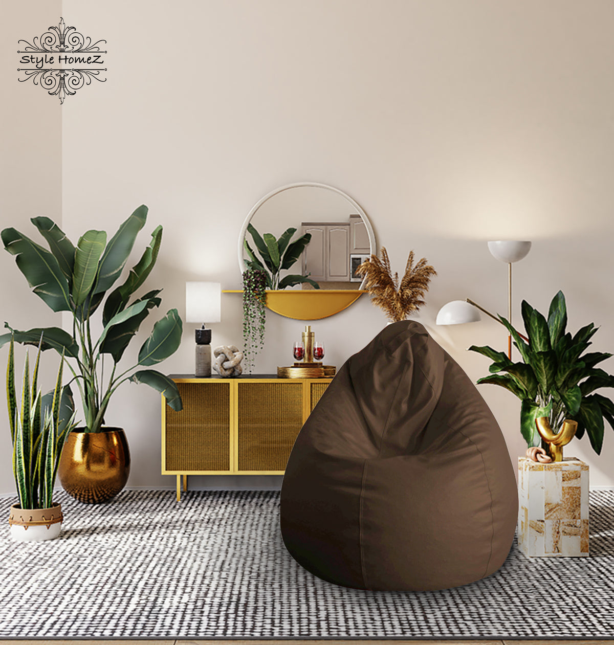 Style Homez Classic Bean Bag XL Size Chocolate Brown Color in Premium Leatherette Fabric, Cover Only