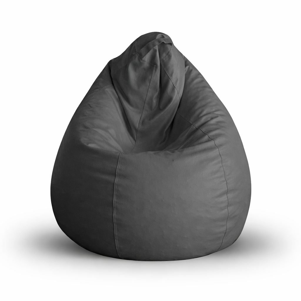 Style Homez Premium Leatherette Classic Bean Bag XL Size Grey Color Filled with Beans Fillers