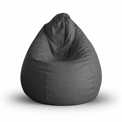 Style Homez Premium Leatherette Classic Bean Bag XL Size Grey Color Filled with Beans Fillers