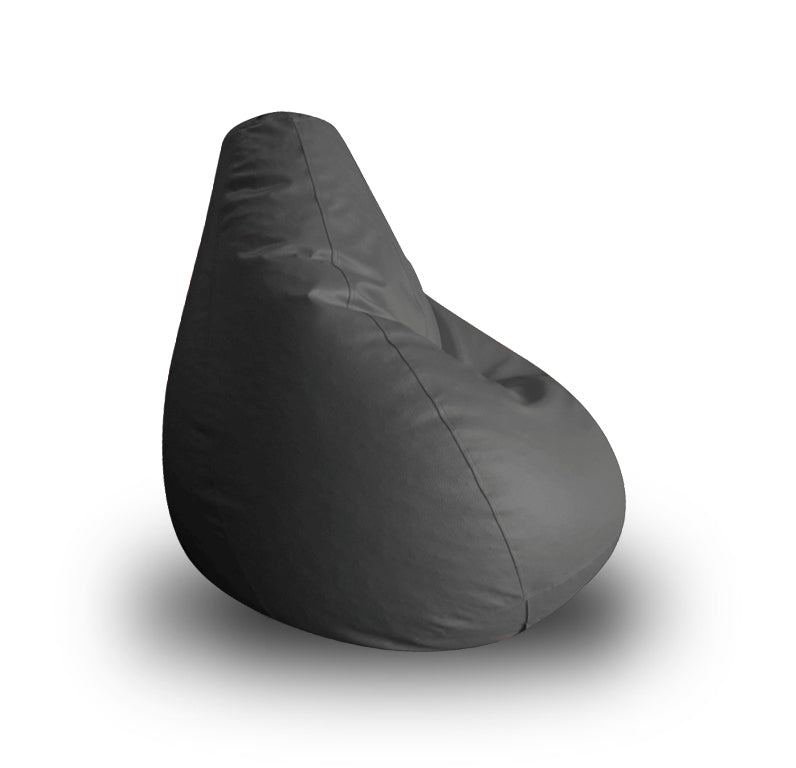 Style Homez Premium Leatherette Classic Bean Bag XL Size Grey Color Filled with Beans Fillers
