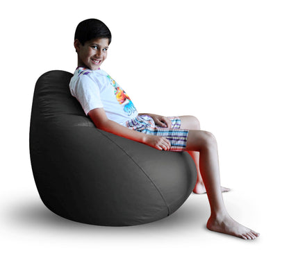 Style Homez Premium Leatherette Classic Bean Bag XL Size Grey Color Filled with Beans Fillers