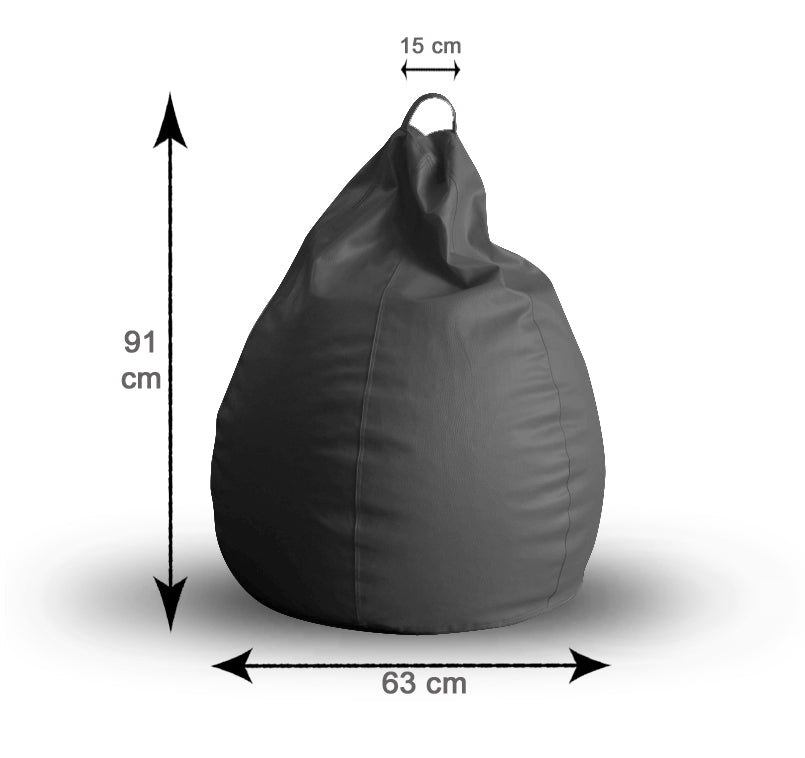 Style Homez Premium Leatherette Classic Bean Bag XL Size Grey Color Filled with Beans Fillers
