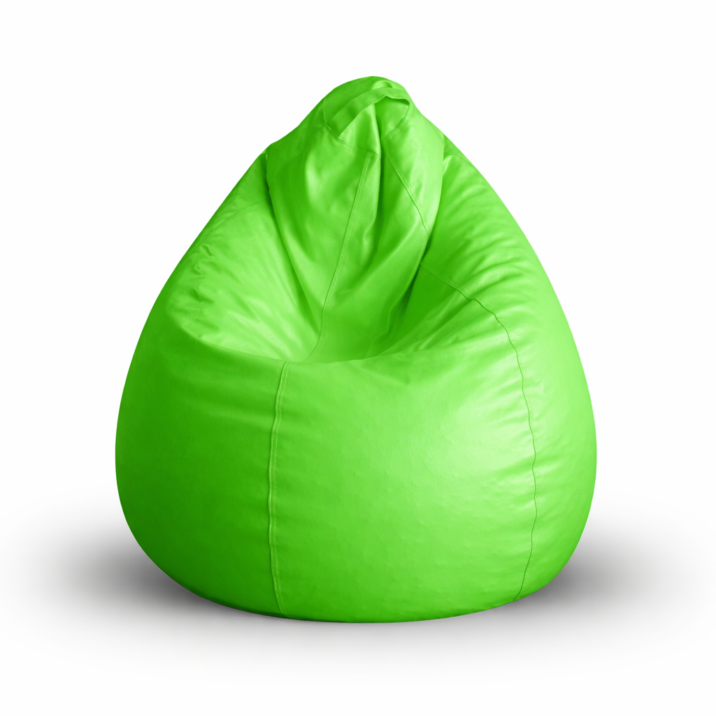 Style Homez Premium Leatherette Classic Bean Bag XL Size Green Color Filled with Beans Fillers