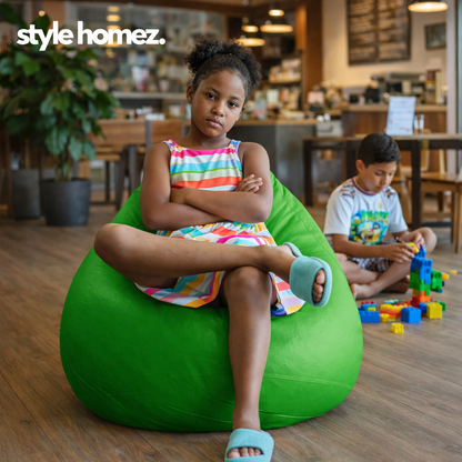 Style Homez Premium Leatherette Classic Bean Bag XL Size Green Color Filled with Beans Fillers