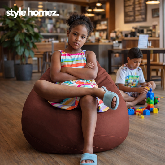 Style Homez Premium Leatherette Classic Bean Bag XL Size Maroon Color Filled with Beans Fillers