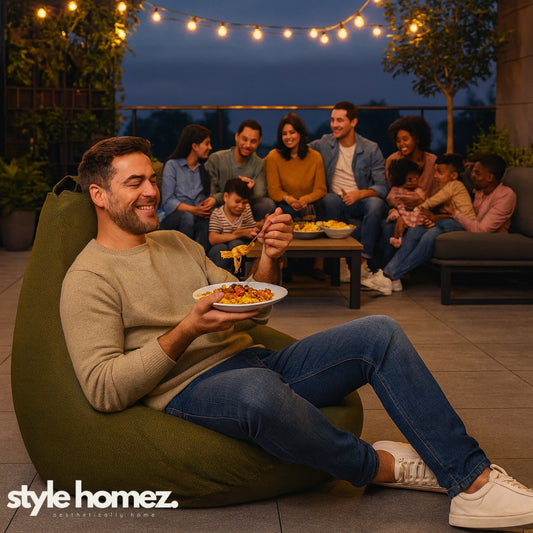 Style Homez ORGANIX Collection, Classic Bean Bag XL Size Moss Green Color in Organic Jute Fabric, Cover Only