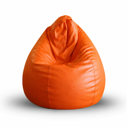 Style Homez Premium Leatherette Classic Bean Bag XL Size Orange Color Filled with Beans Fillers