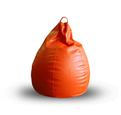 Style Homez Premium Leatherette Classic Bean Bag XL Size Orange Color Filled with Beans Fillers