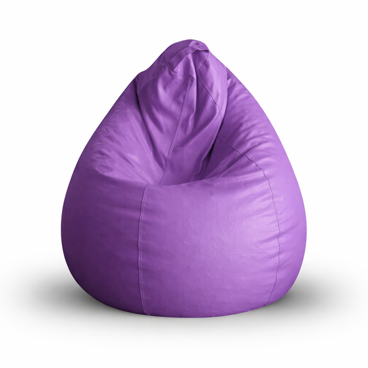 Style Homez Premium Leatherette Classic Bean Bag XL Size Purple Color Filled with Beans Fillers
