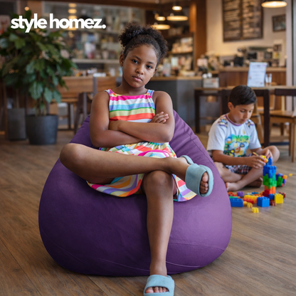 Style Homez Premium Leatherette Classic Bean Bag XL Size Purple Color Filled with Beans Fillers