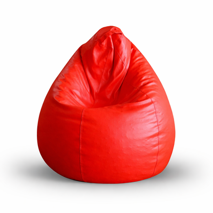 Style Homez Premium Leatherette Classic Bean Bag XL Size Red Color Filled with Beans Fillers
