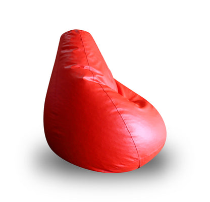Style Homez Premium Leatherette Classic Bean Bag XL Size Red Color Filled with Beans Fillers