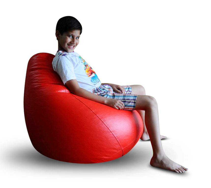 Style Homez Premium Leatherette Classic Bean Bag XL Size Red Color Filled with Beans Fillers