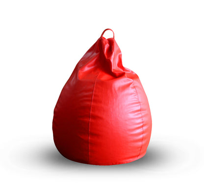 Style Homez Premium Leatherette Classic Bean Bag XL Size Red Color Filled with Beans Fillers