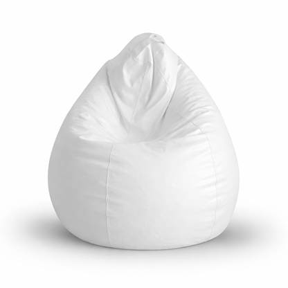 Style Homez Premium Leatherette Classic Bean Bag XL Size White Color Filled with Beans Fillers
