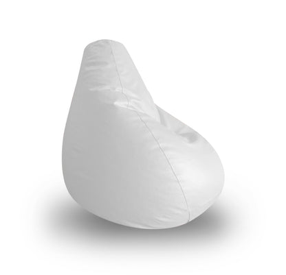 Style Homez Premium Leatherette Classic Bean Bag XL Size White Color Filled with Beans Fillers