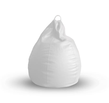 Style Homez Premium Leatherette Classic Bean Bag XL Size White Color Filled with Beans Fillers