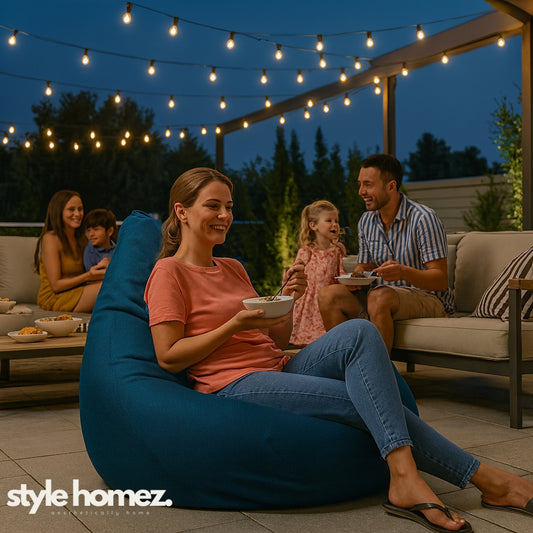 Style Homez ORGANIX Collection, Classic Bean Bag XXL Size Berry Blue Color in Organic Jute Fabric, Cover Only