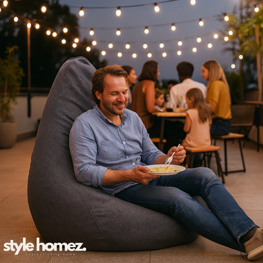 Style Homez ORGANIX Collection, Classic Bean Bag XXL Size Grey Color in Organic Jute Fabric, Filled with Beans Fillers