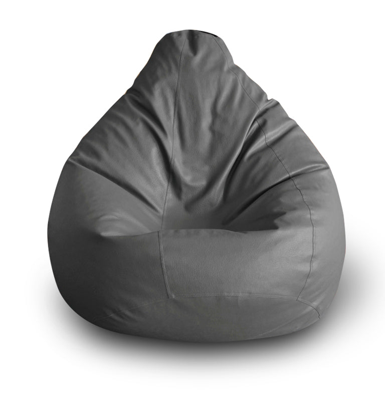 Style Homez Premium Leatherette Classic Bean Bag XXL Size Grey Color, Cover Only