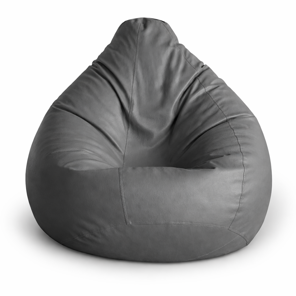 Style Homez Premium Leatherette Classic Bean Bag XXL Size Grey Color, Cover Only